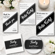 Elegant Black and White Modern Chic Birthday