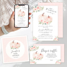 Cute Pastel Pink Little Pumpkin Fall Baby Shower