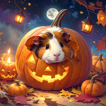 Guinea Pig Inside Halloween Pumpkin