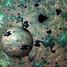Emerald and Gold Mandelbrot with Sphere