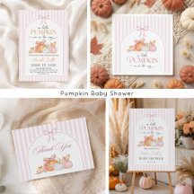 Pink Bow Little Pumpkin Baby Shower 