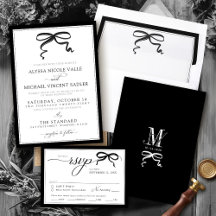 Elegant Simple Black and White Bow Modern Wedding