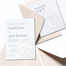 Modern Elegant Peony Floral Wedding Invite
