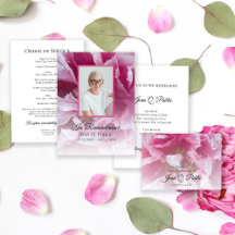 Pink Peony Flower Funeral Service Memorial