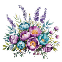 Turquoise and Purple Spring Peonies Wedding