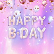 Pastel Modern Glam Trendy Balloons Happy Birthday