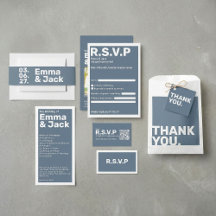 Modern Blue Bold Large Typography Wedding