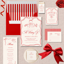 Vintage Hand Drawn Cherub Cupid Red Collection