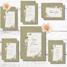 Dried Boho Floral Frame Green Wedding Suite