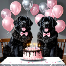 Newfoundland Dogs Birthday Balloons & Cake