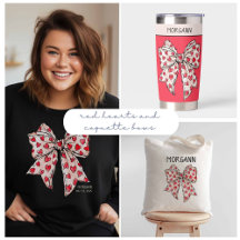 Whimsical Red Hearts and Coquette Bows