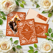 Wedding - Dark Orange & Brick Red Shabby Chic 
