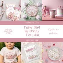Fairy Girl Watercolor Pink Teapot Birthday