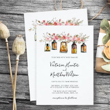 Rustic Floral Lantern Invitation Suite