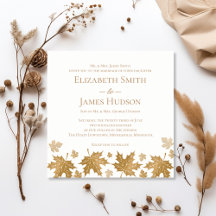 Simple Elegant Gold Fall Leaves Wedding Collection
