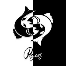 Pisces Zodiac Sign, Black & White