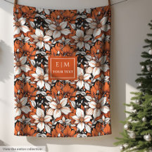 Autumn Terracotta Flowers Sage Green Blankets