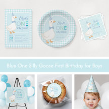 Blue One Silly Goose First Birthday for Boys