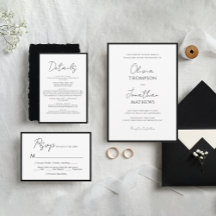 Simple Black and White Border Script Wedding