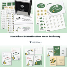 Dandelion & Butterflies New Home Stationery