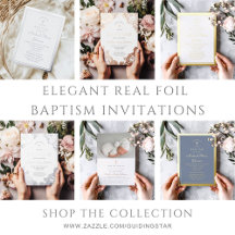 Elegant Real Foil Boys & Girls Baptism Invitations