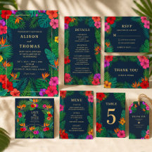 Tropical Botanical Wedding Invitation Collection