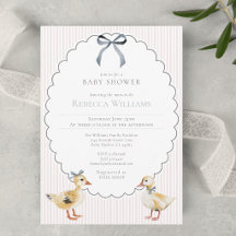 Baby Duckling Stripes and Bow Sweet Baby Shower