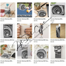Gifts with circular stairway black & white design