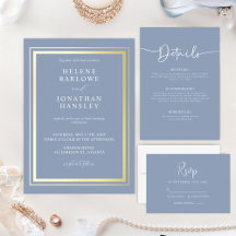 Classic Elegant Minimalist Dusty Blue Wedding