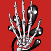 Skeleton hand with ghosts