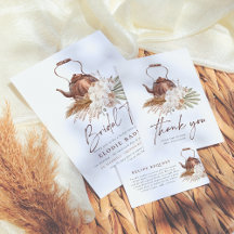 Time For Tea Boho Pampas Terracotta Bridal Shower