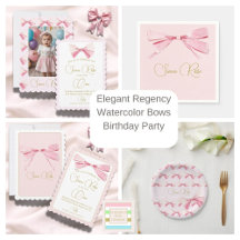 Elegant Regency Watercolor Bows Birthday Party