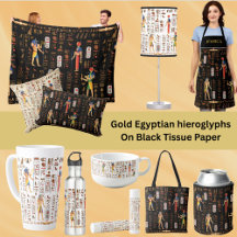 Gold Egyptian hieroglyphs On Black Tissue Paper