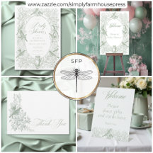 Elegant Green Chinoiserie Nature Birds Baby Shower