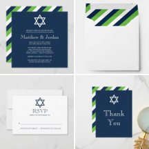 Preppy Navy Blue Invitation Set