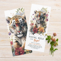 Young Wild Cute Tiger Birthday Party Watercolor