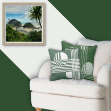 Green & White Pillows Meet NZ Photo Wall Decor