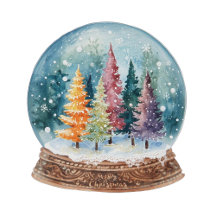 Snow Globe Colorful Christmas Tree Forest