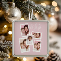 Modern Pink ‘Fa La La’ Multi Photo Christmas 