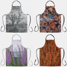 Aprons With Botanical Floral Plant Themed Designs 