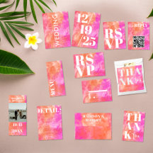 Bold Pink and Orange Modern Minimalist Wedding