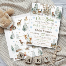 Cute Winter Woodland Forest Animals Baby Shower