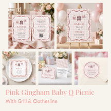 Baby Q Pink Gingham Clothesline Shower Suite