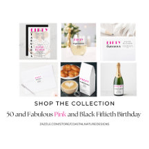 Modern Pink and Black Fifty and Fabulous Birthday