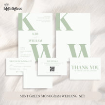 Mint Green Monogram Wedding Set