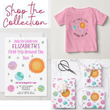 Pink Planets First Trip Around The Sun Birthday 