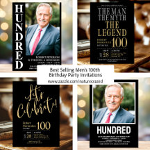 Best Selling Mens 100th Birthday Party Invitations