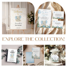 Watercolor Elephant Baby Shower Collection