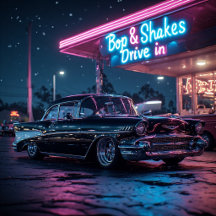 1957 Chevrolet Bel Air Hardtop at Night Drive In