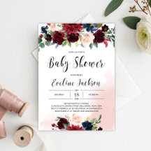 Winter burgundy and navy floral